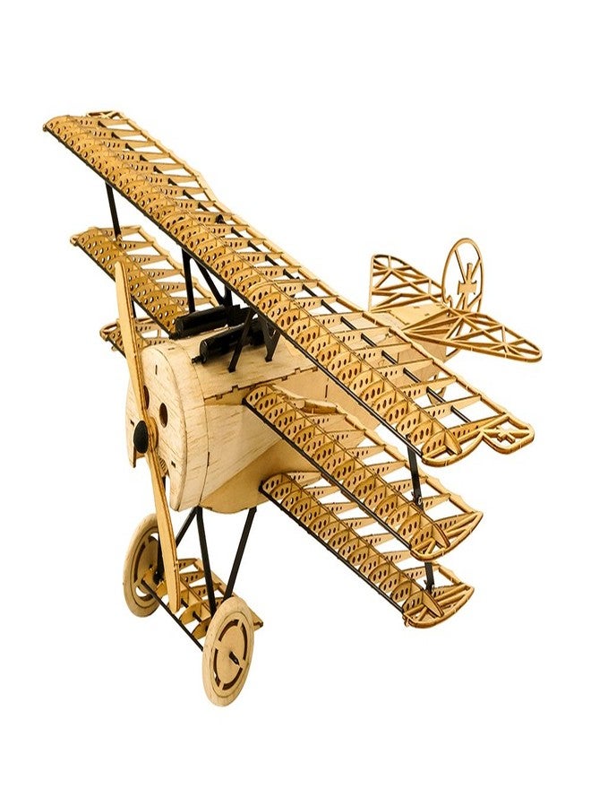Viloga 3D Wooden Puzzles DIY Fokker DR1 Triplane Model Aircraft Kit, Laser Cut Balsa Wood Model Airplane Kits to Build for Adults, WW1 Wooden Models Airplane Jigsaw Puzzles for Home Decoration Birthday Gift - Image 1